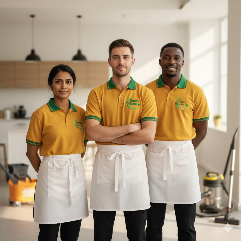 Professionele schoonmaker aan het werk